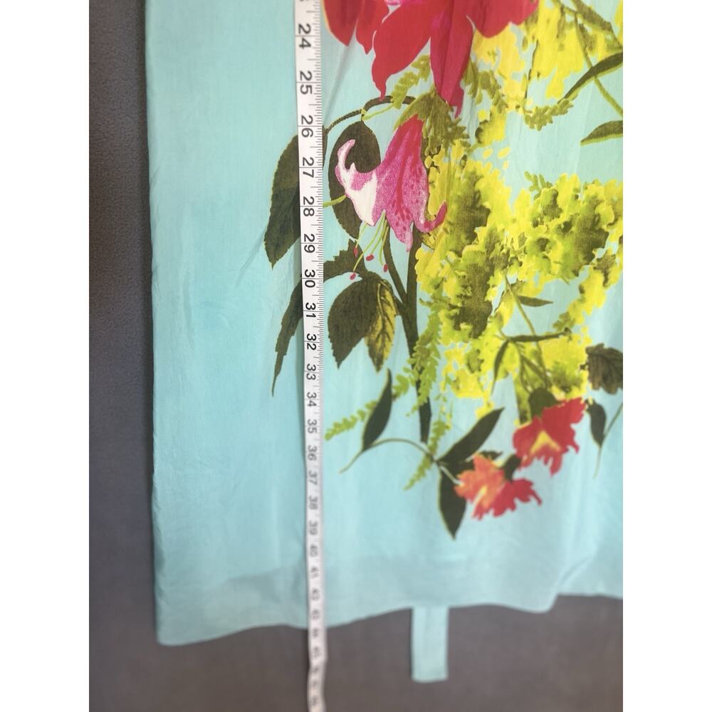 J. Peterman Floral Mumu Dress Sz 20 Blue Cotton Silk Lined Boho Resort Midi - Picture 12 of 12